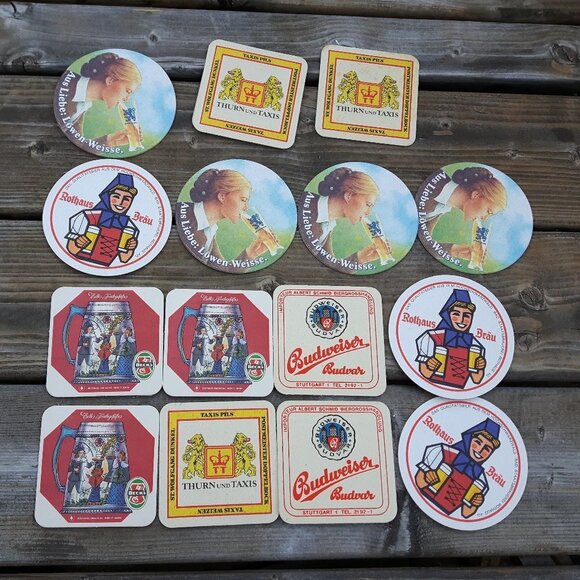 Vintage German Beer Coaster Mat LOT Becks Thurn Und Taxis Lowen Weisse Becks - Picture 1 of 2